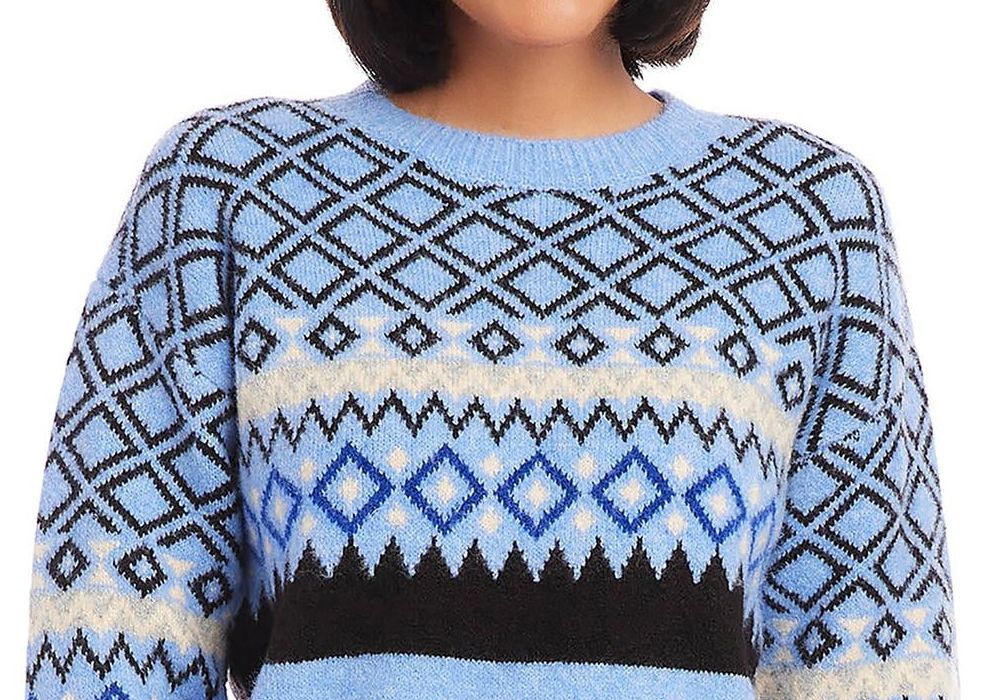 Karen Kane Jacquard Sweater Navy