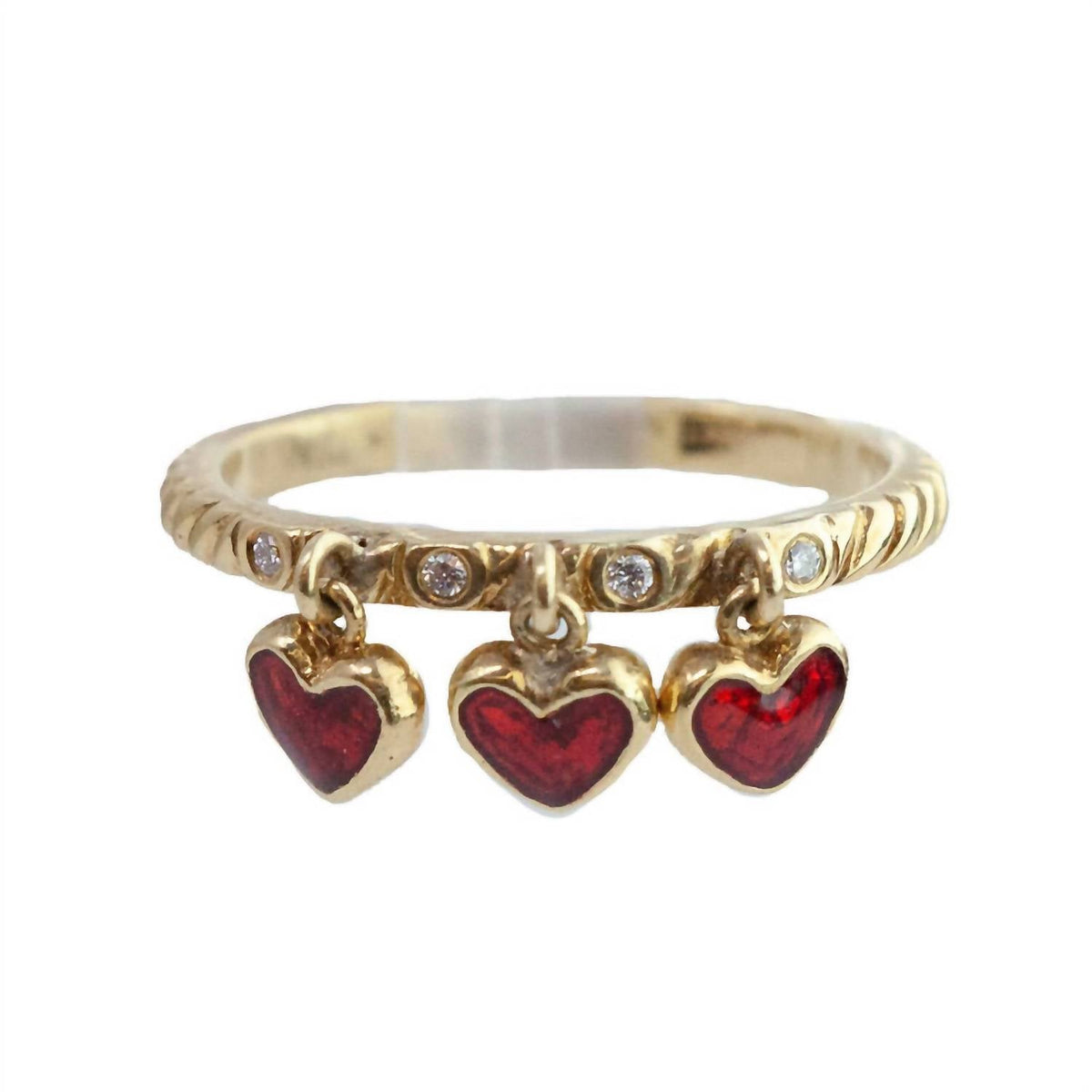 Hidalgo - Enamel Dangle Heart Charm Ring - Size 7
