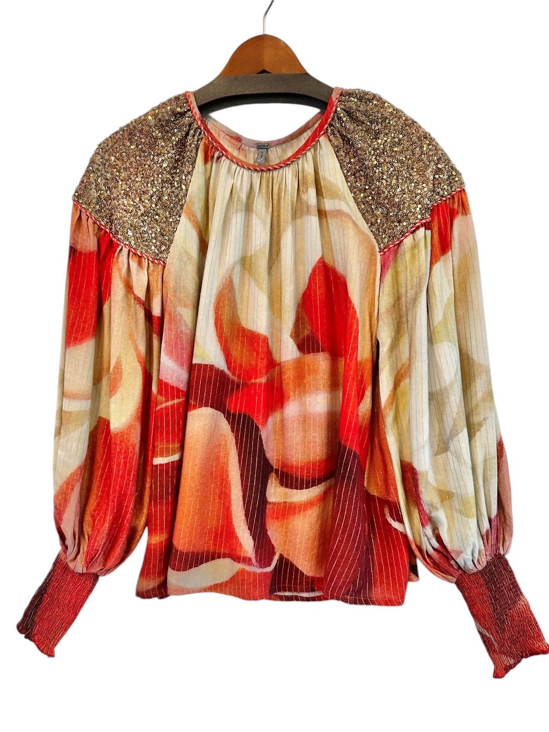 -Bl^Nk- - Mirella Printed Long Sleeve Blouse