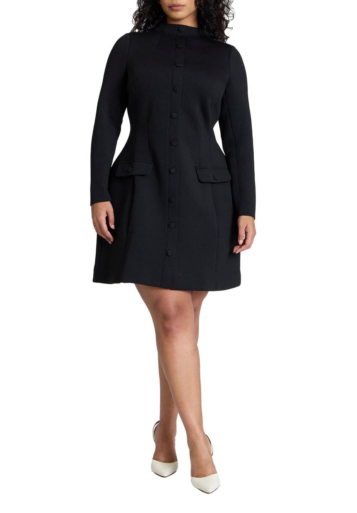 ELOQUII Women's Plus Size Mock Neck Mini Dress - 28, Black Onyx