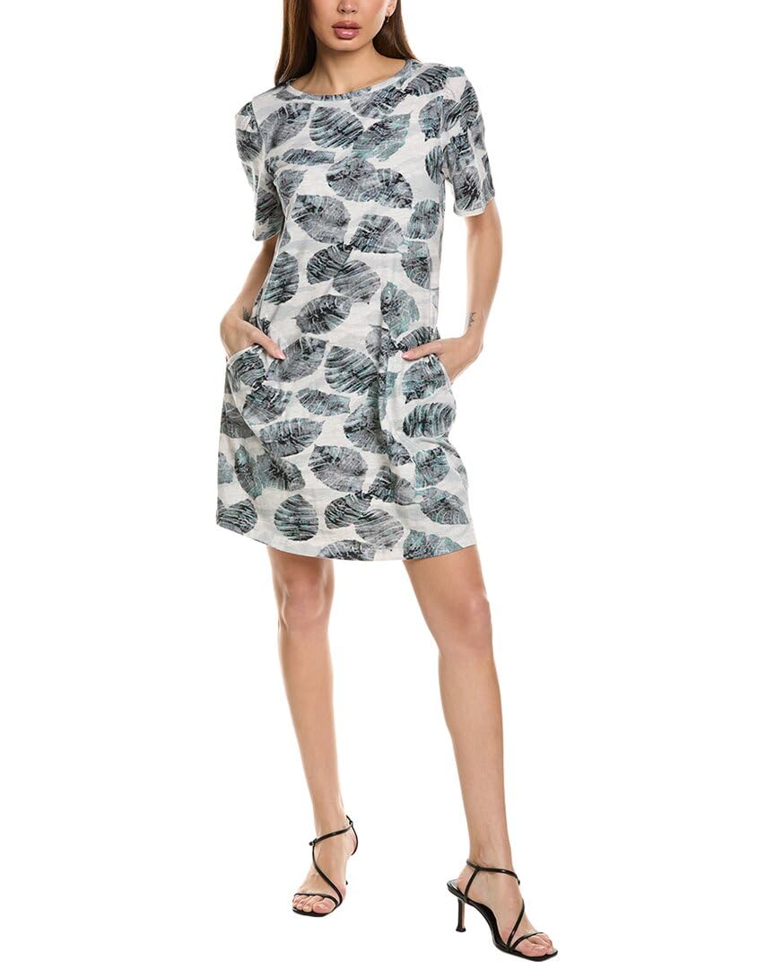 NICZOE Falling Palms T Shirt Dress Grey Multi Small