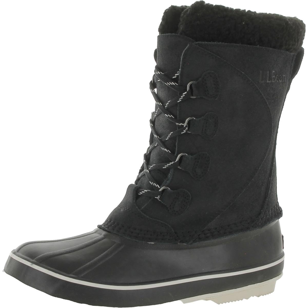 llbean-black-sailcloth-lace-up-snow-boot-womens-size-medium