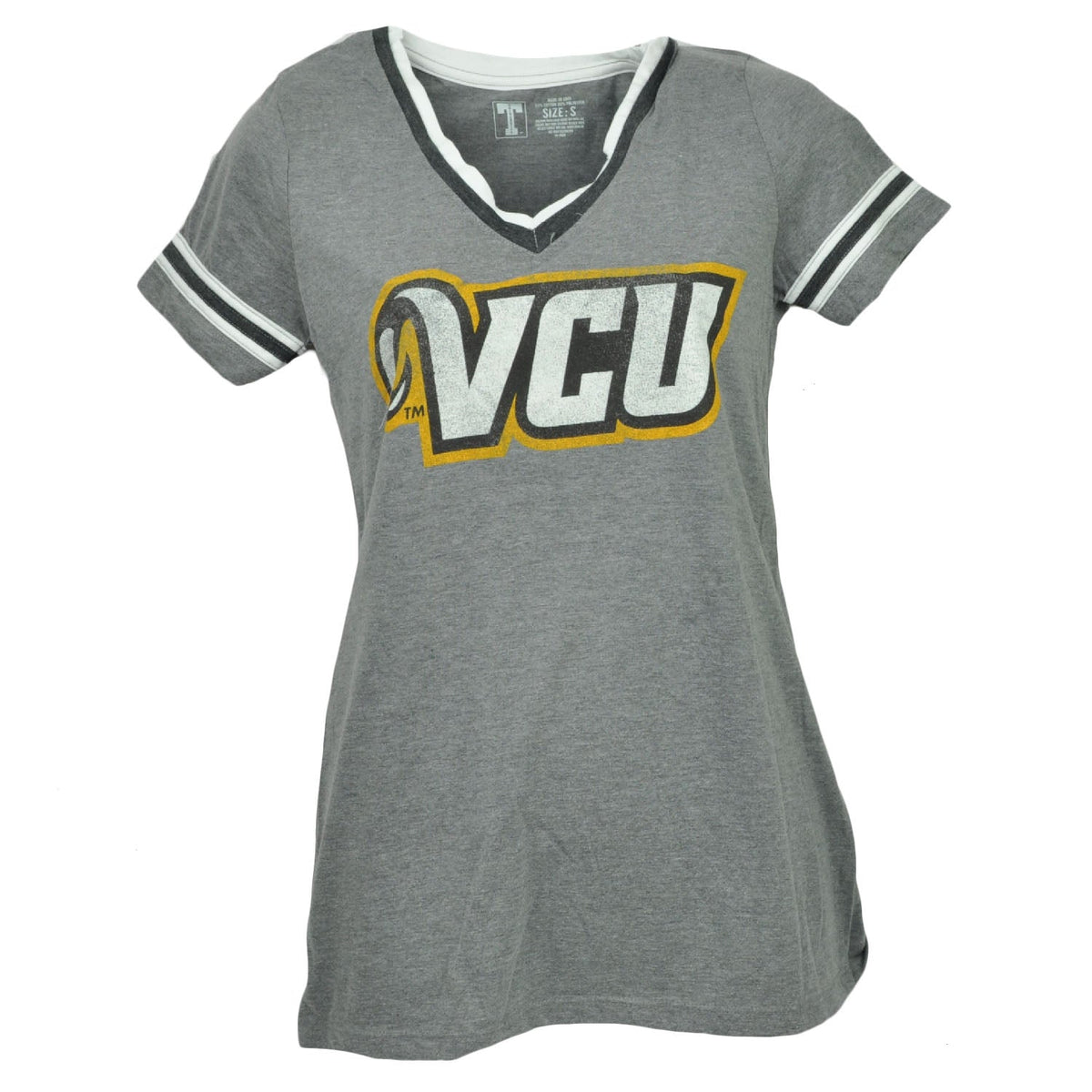 NCAA Virginia Commonwealth Rams Gray V Neck Womens Tshirt Tee Short Sleeve VCU