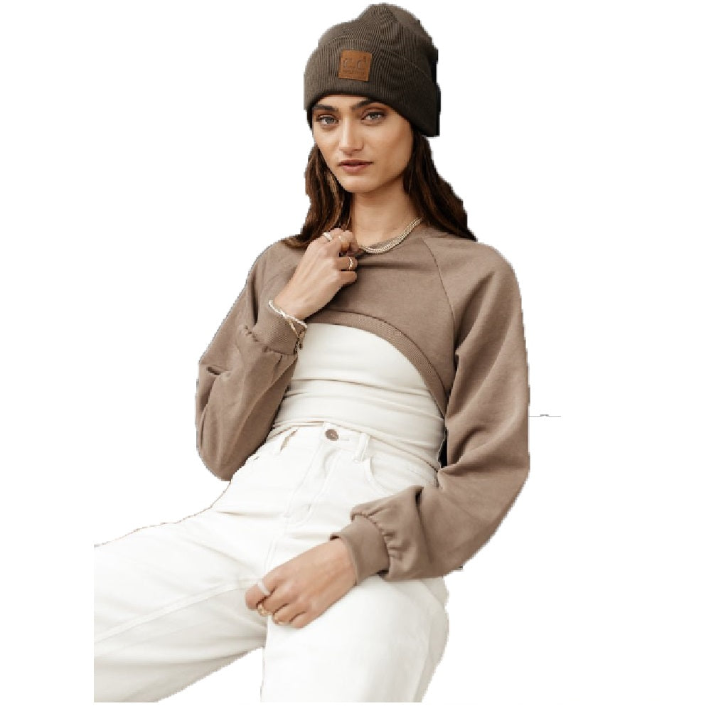 VERO MODA Women's Alia Ultra Cropped Sweater Brown Size Small