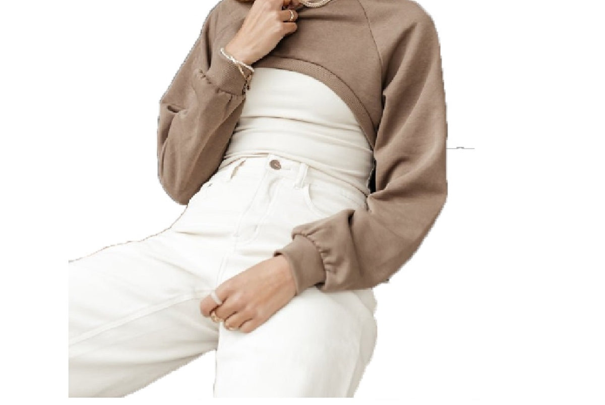 VERO MODA Women's Alia Ultra Cropped Sweater Brown Size Small