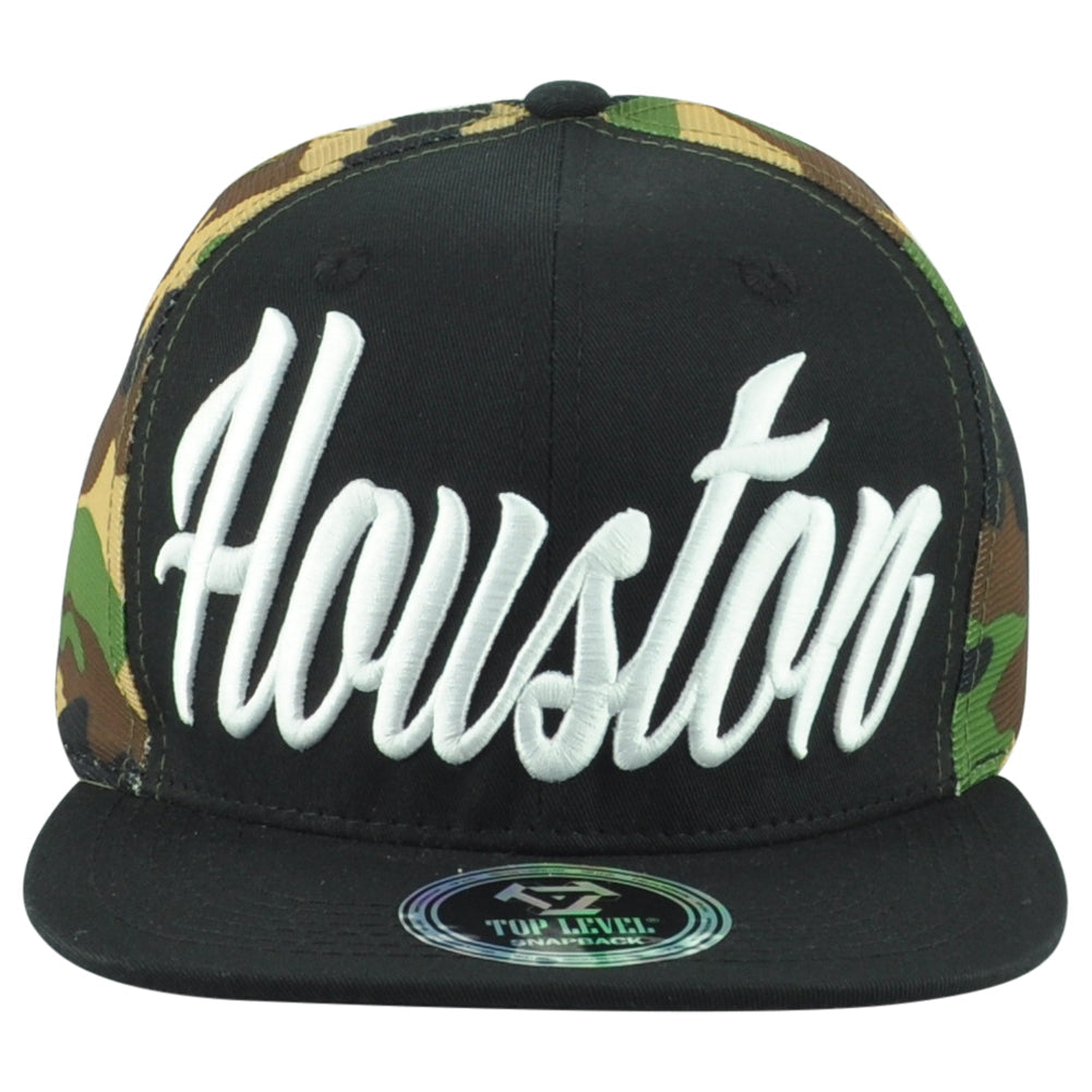 Top Level Houston City Texas State Camouflage Trucker Snapback Adults Hat Cap