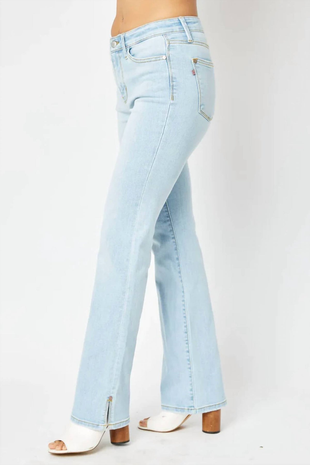Judy Blue - Mid Rise Slit Hem Bootcut Jeans