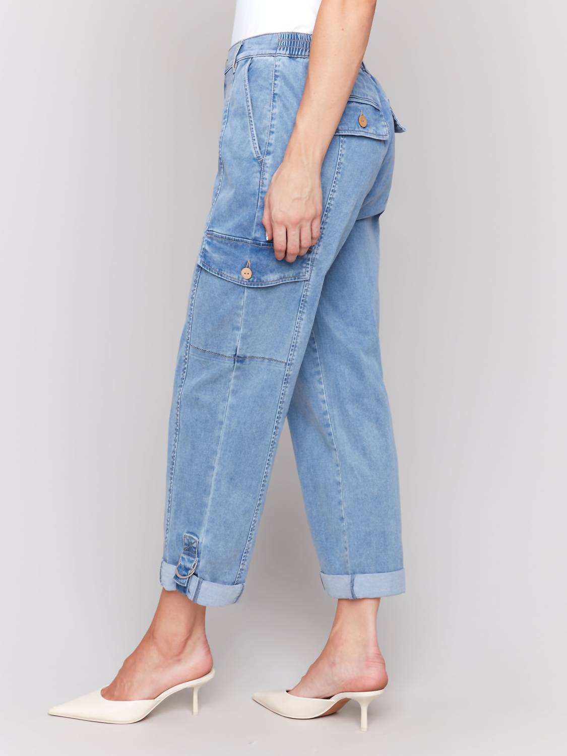 Charlie B - Chambray Stretch Cargo Pants