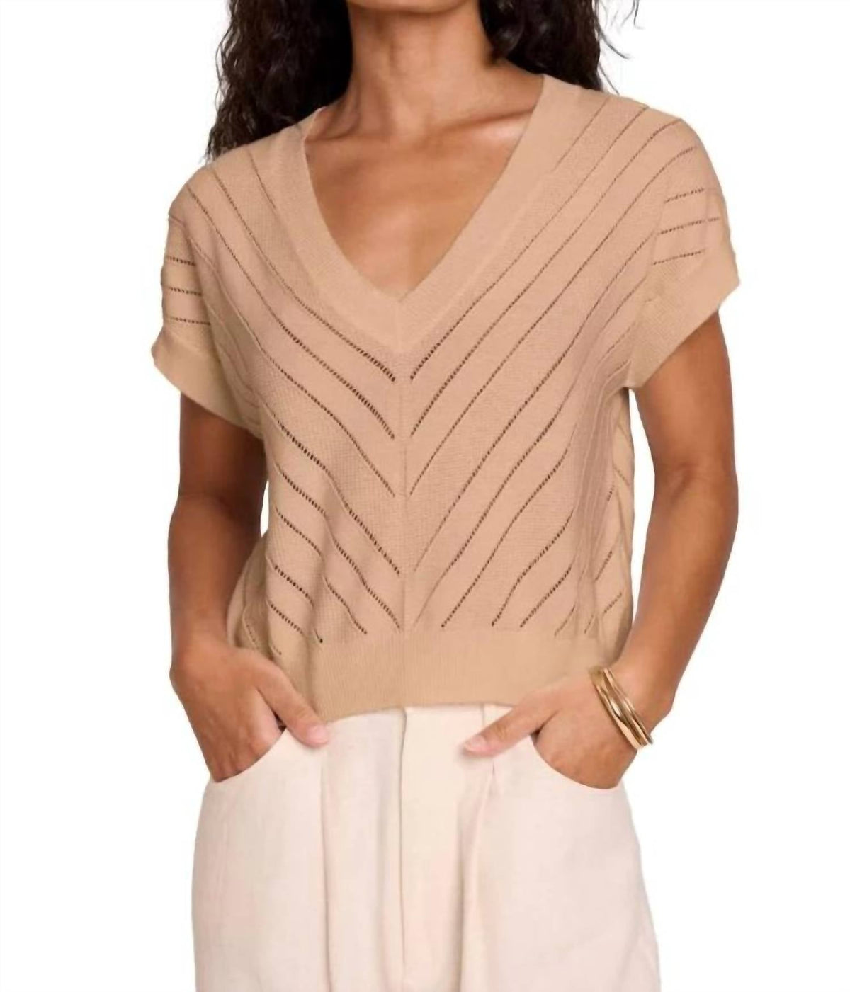 Brodie Cashmere - Chevron Mix Stitch Tee