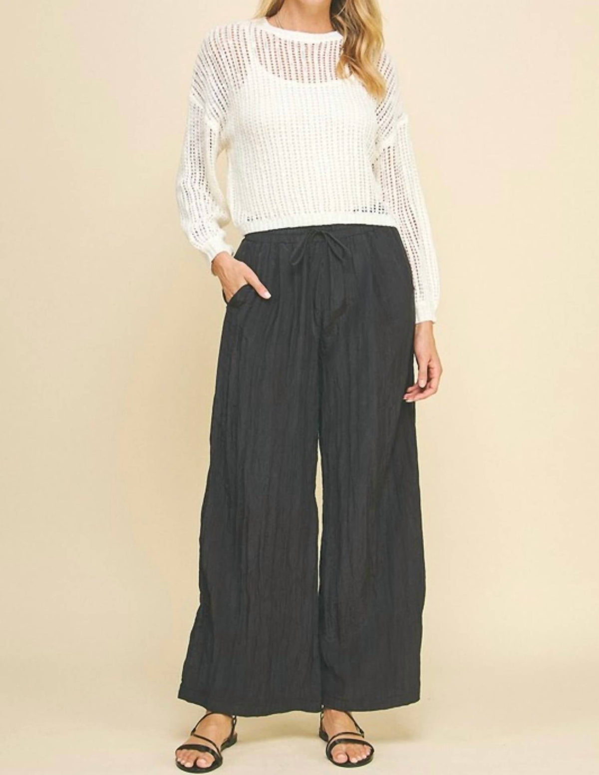 Pinch - Textured Wide Leg Woven Pants