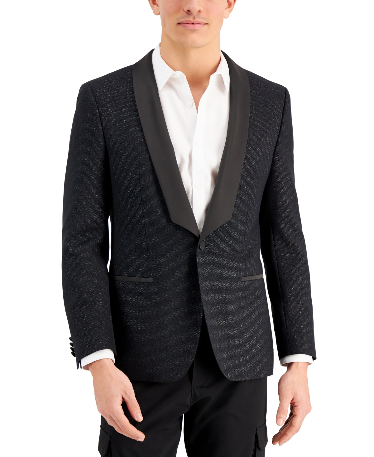 Hugo Boss Men's Slim Fit Black Lurex Jacket Black Size 42