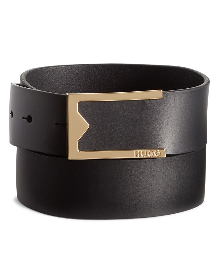 Hugo Boss Men's Designer Buckle Italian Leather Dress Belt Black Size 36