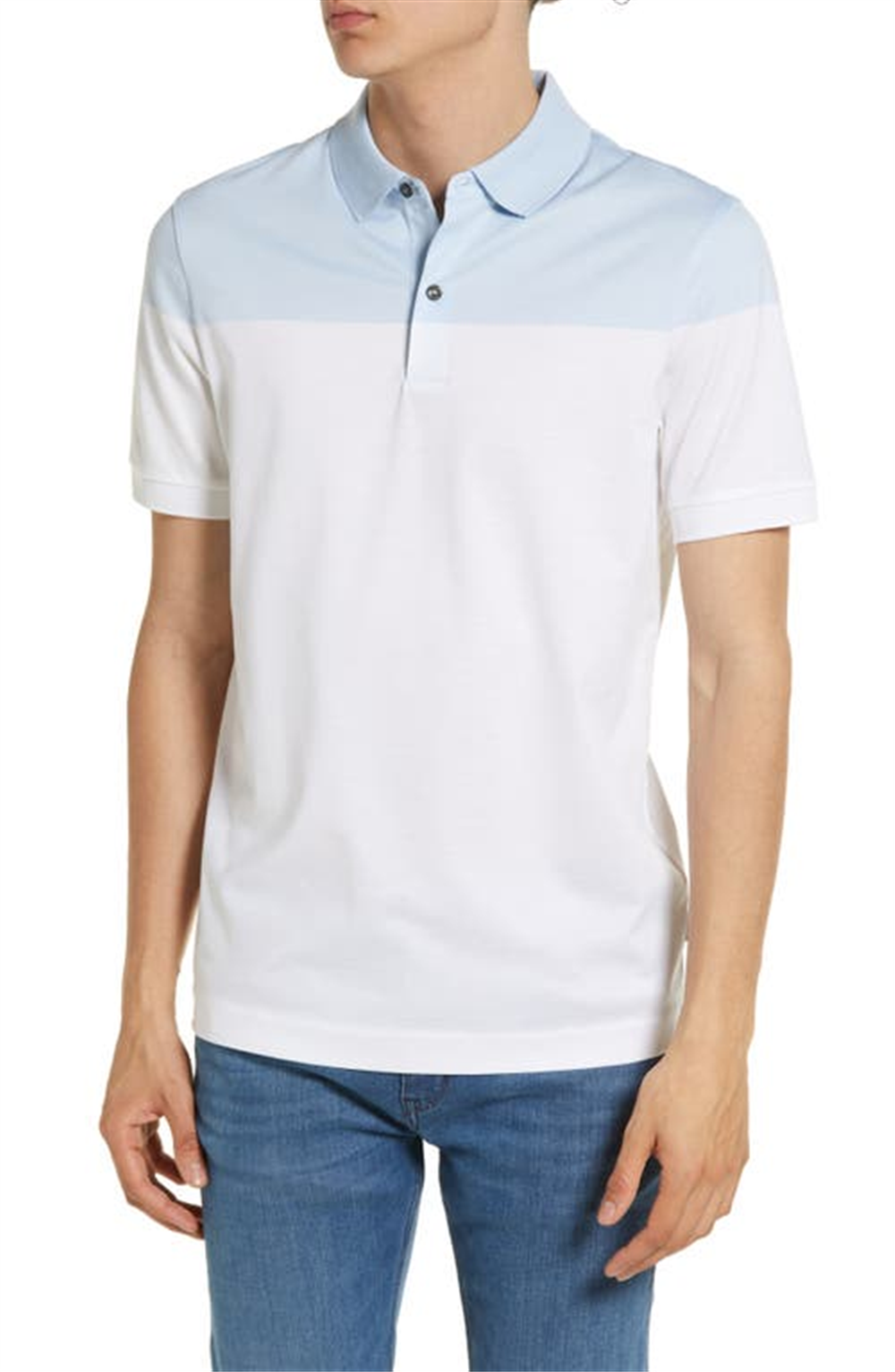 Hugo Boss Men's Prout Colorblock Cotton Polo Shirt Blue Size Small