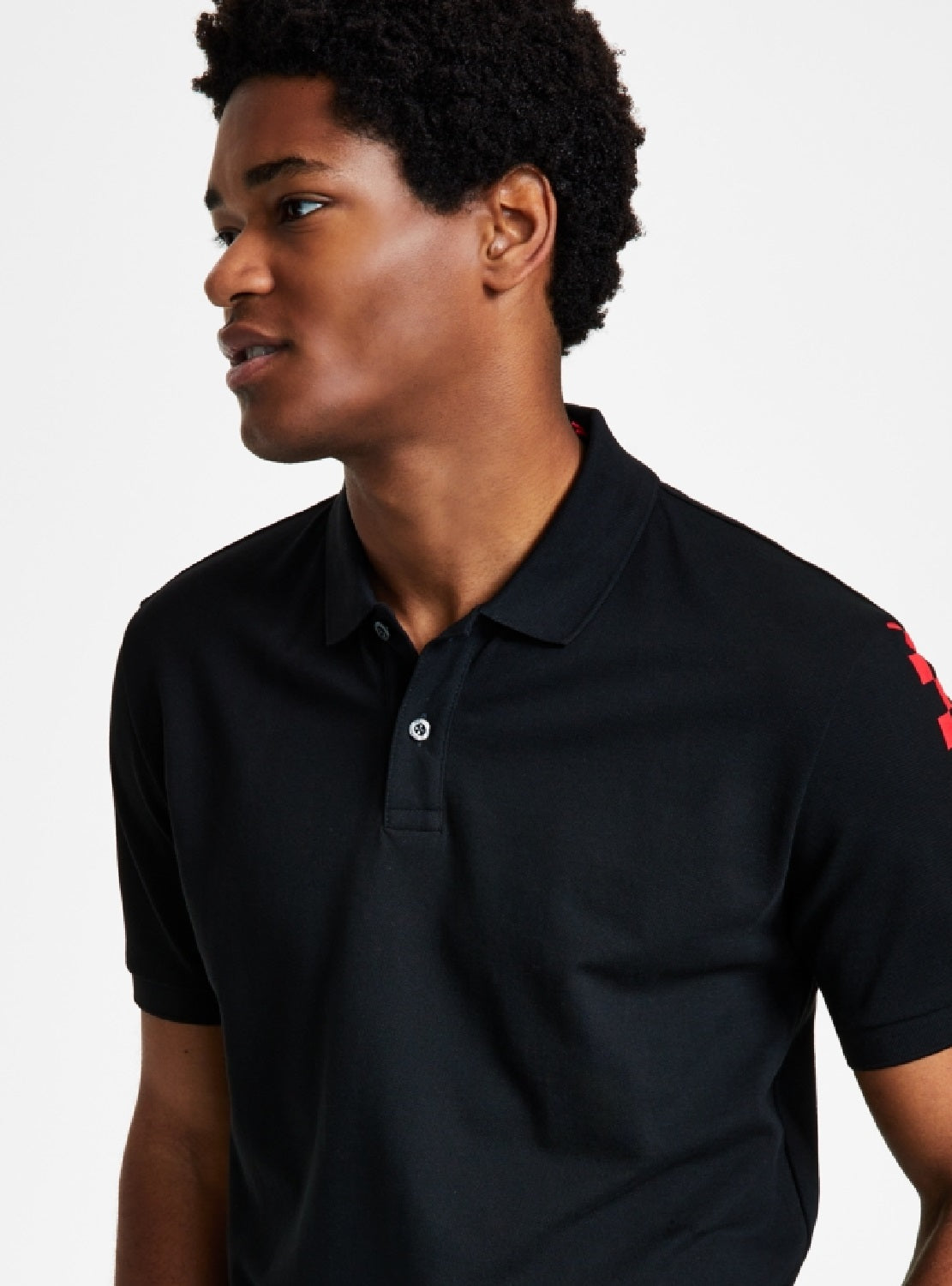 Hugo Boss Men's Dovember Classic Fit Checkered Logo Print Polo Shirt Black Size X-Large