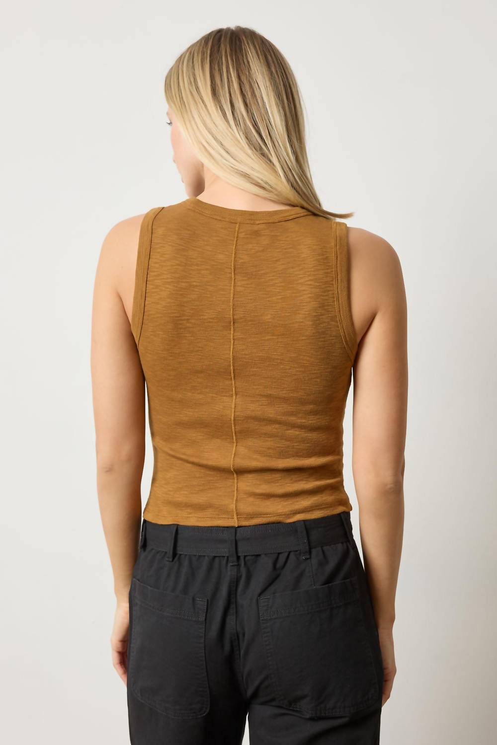 Lilla P - Rib Slub Side Pleat Tank Top