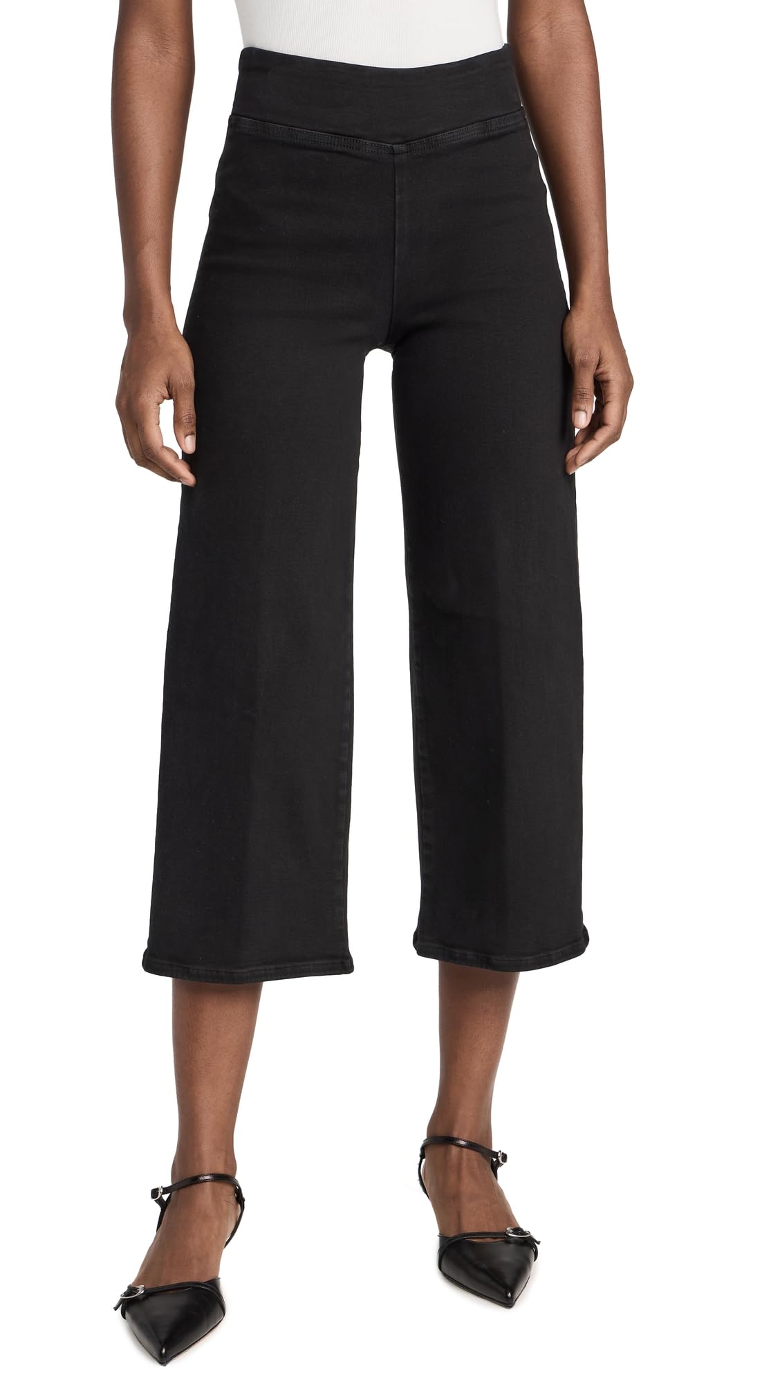 FRAME Womens Jetset Wide Leg Crop Jeans Sheen Noir XS