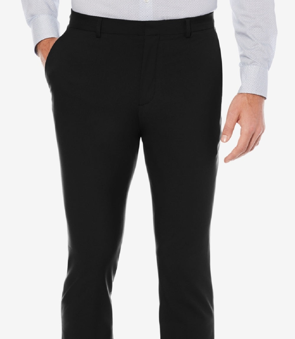 Perry Ellis Men's Extra Slim Fit Solid Water Repellent Dress Pants Black Size 34X29
