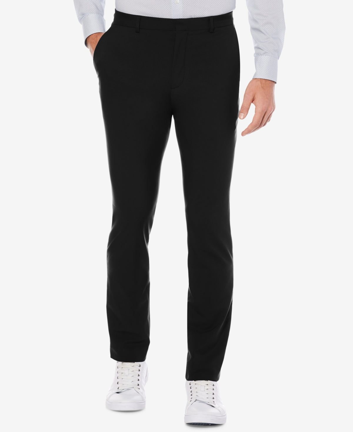 Perry Ellis Men's Extra Slim Fit Solid Water Repellent Dress Pants Black Size 34X29