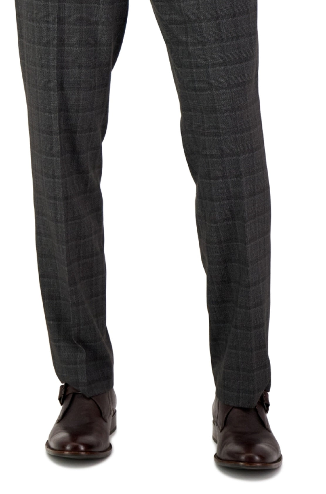 Perry Ellis Men's Modern Fit Stretch Resolution Plaid Dress Pants Grey Size 32X30