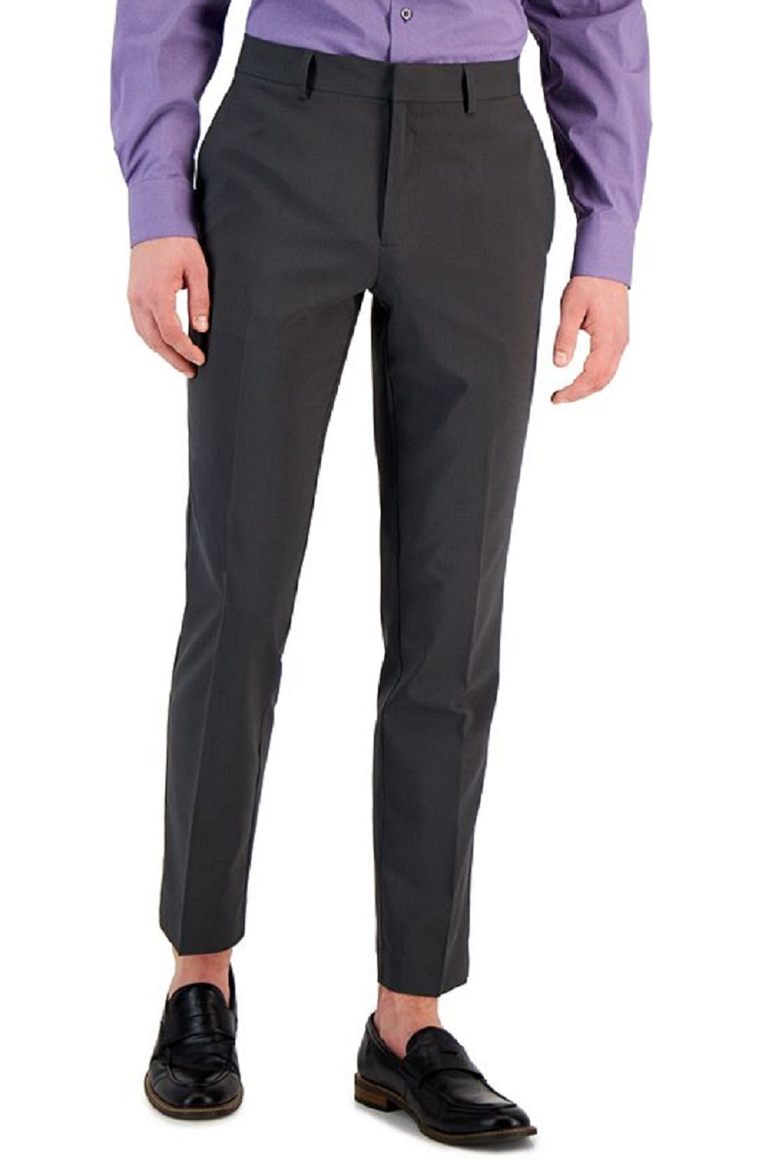 Perry Ellis Men's Slim Fit Flat Front Pants Gray Size 38X29