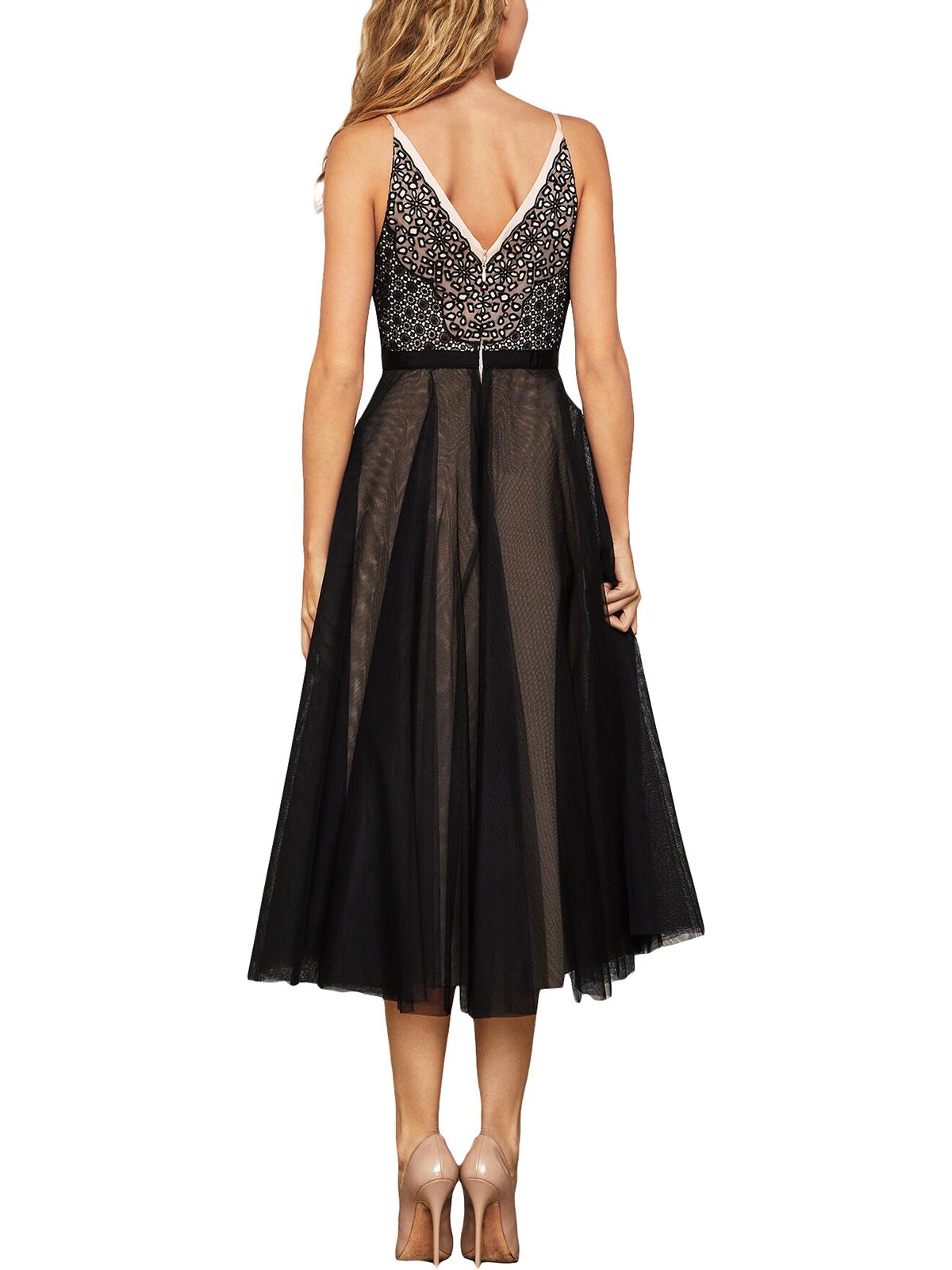BCBGMAXAZRIA Women's Lace V Neck MIDI Dress Pink Size X-Small
