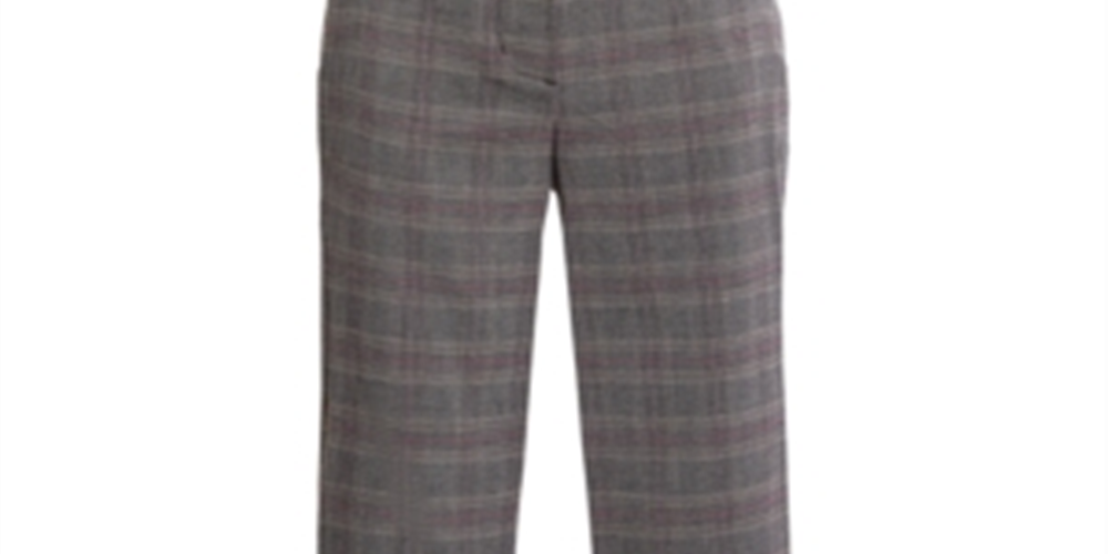 BCBGMAXAZRIA Women's Plaid Print Cropped Pants Black Size 6