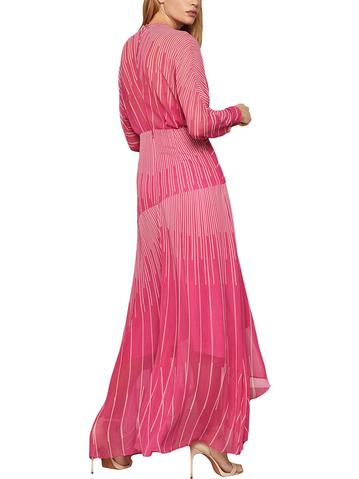 BCBGMAXAZRIA Women's Sunburst High Low Chiffon Dress Pink Size 6