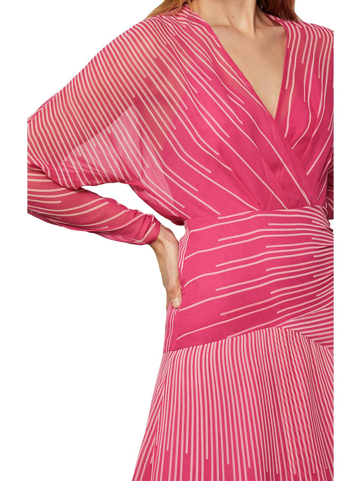 BCBGMAXAZRIA Women's Sunburst High Low Chiffon Dress Pink Size 6