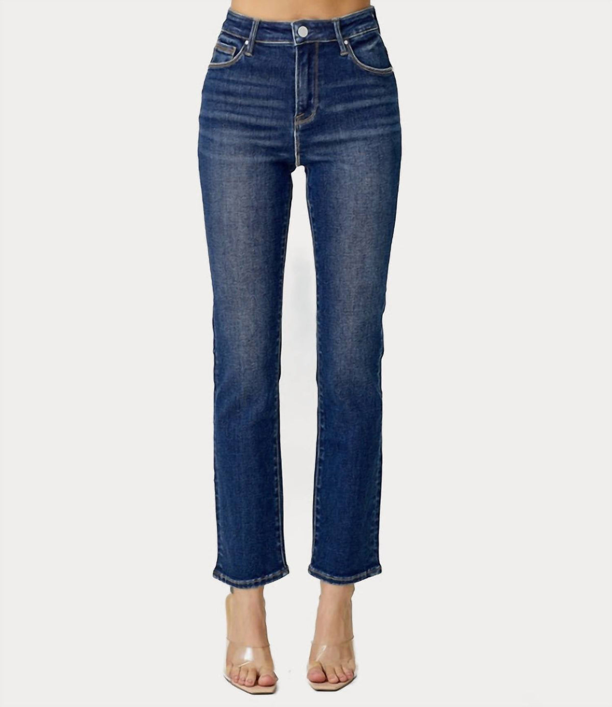 Risen - Women's Mandie Curvy Mid Rise Ankle Straight Slim Jeans