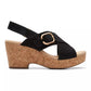 Clarks Collection Womens Giselle Dove Black Nubuck Wedge Sandal Size 9.5 Medium