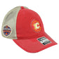 NHL Fanatics Authentic Pro Calgary Flames Adults Distressed Mesh Trucker Hat Cap