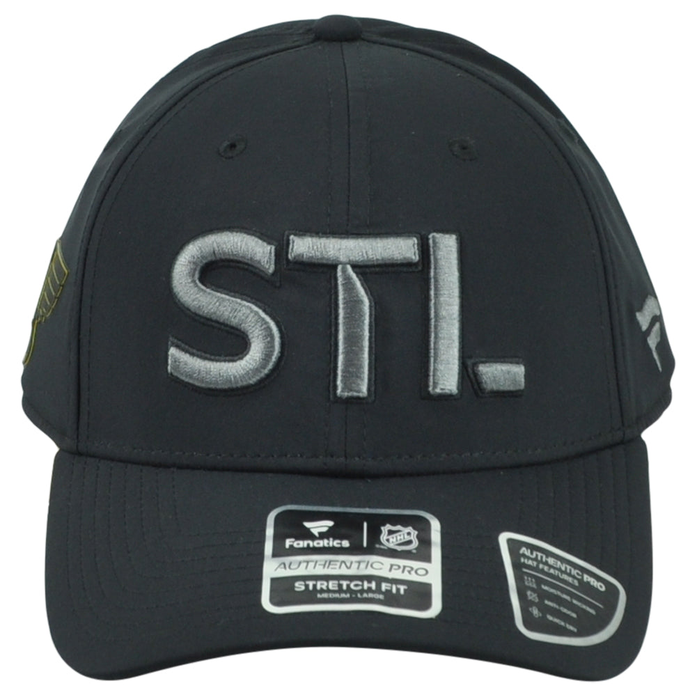 NHL Fanatics Authentic Pro St Louis Blues STL Stretch Flex Fit L/XL Hat Cap