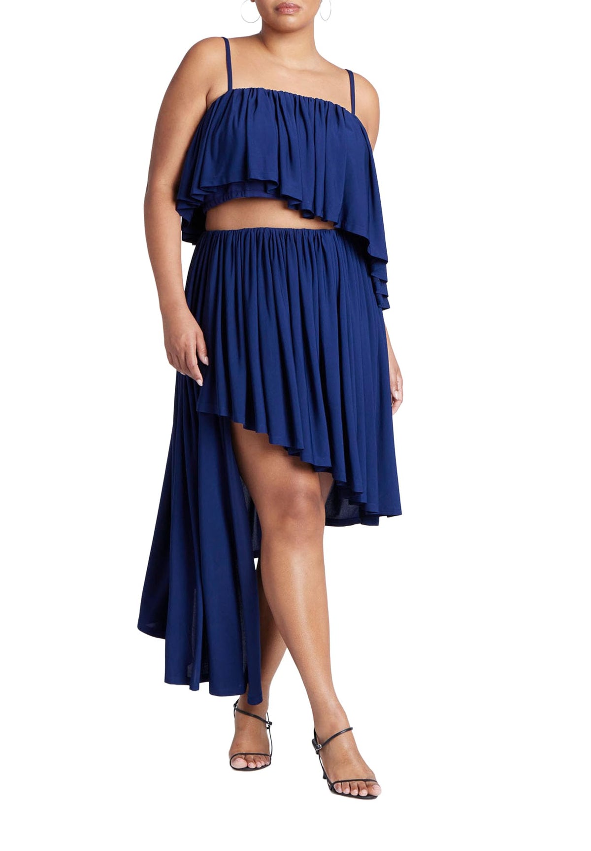 ELOQUII Women's Plus Size Cascading Asym Skirt - 14, Ocean Cavern
