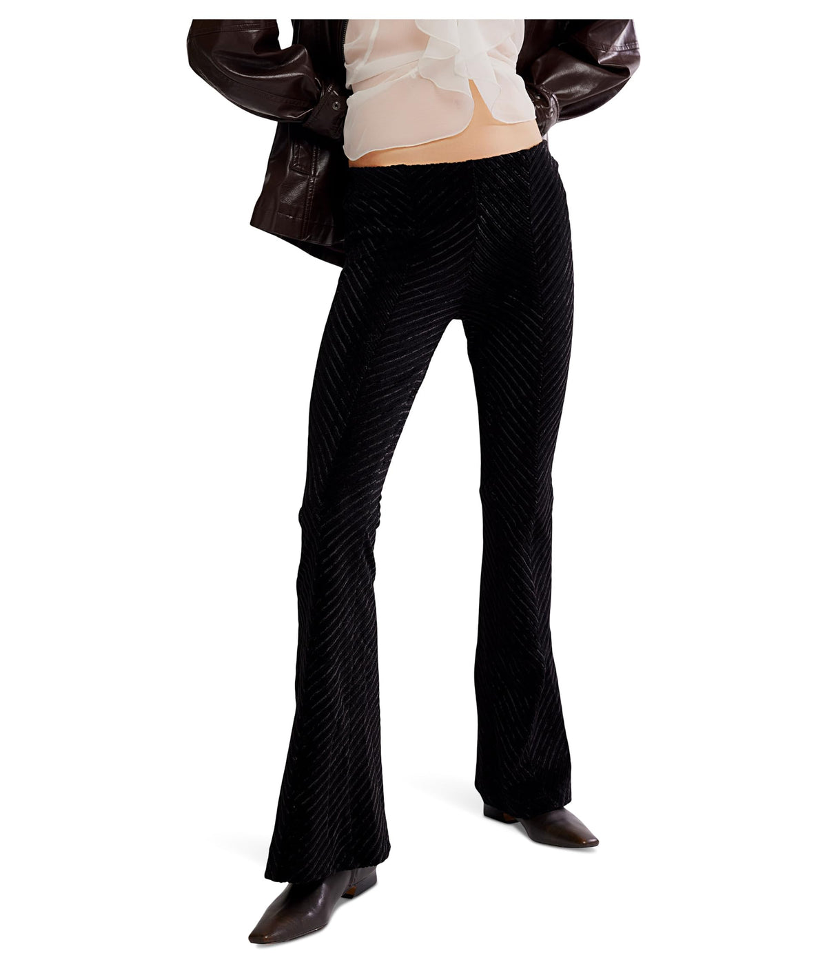 Free People Penny Pull On Velvet Pants Black