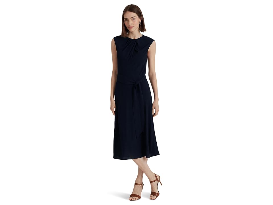 Lauren Ralph Lauren Bubble Crepe Cap Sleeve Dress Womens Lighthouse Navy Size 10