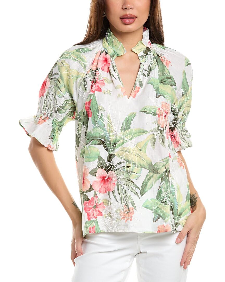 Tommy Bahama Womens Daybreak Hibiscus Top White