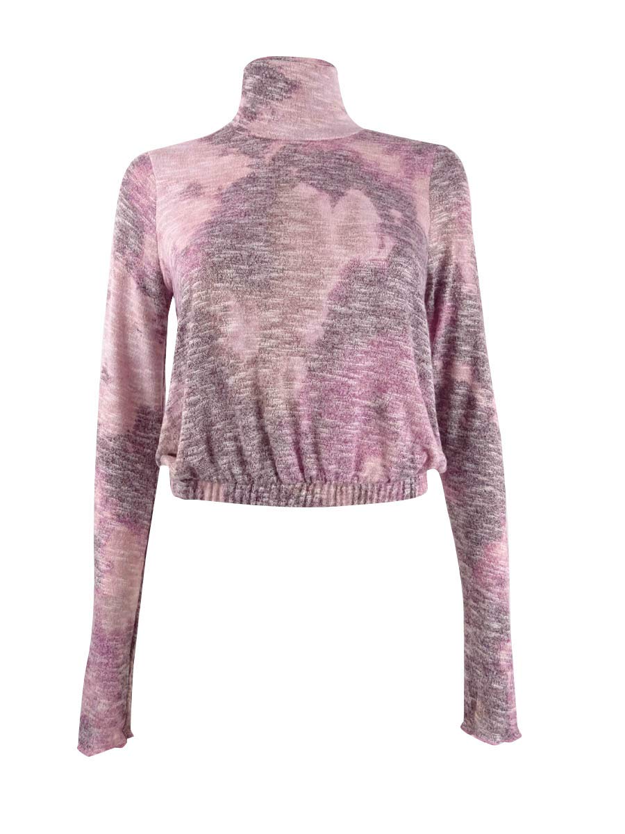 love, FiRE Juniors' Plush Tie Dye Turtleneck Top (M, Plum Lilac)