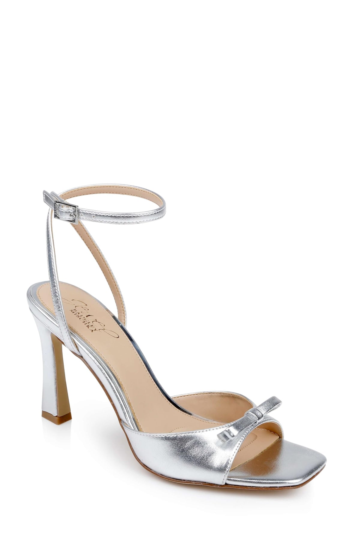 Jewel Badgley Mischka Elisha Open Toe Ankle Strap Sandals Silver Metallic