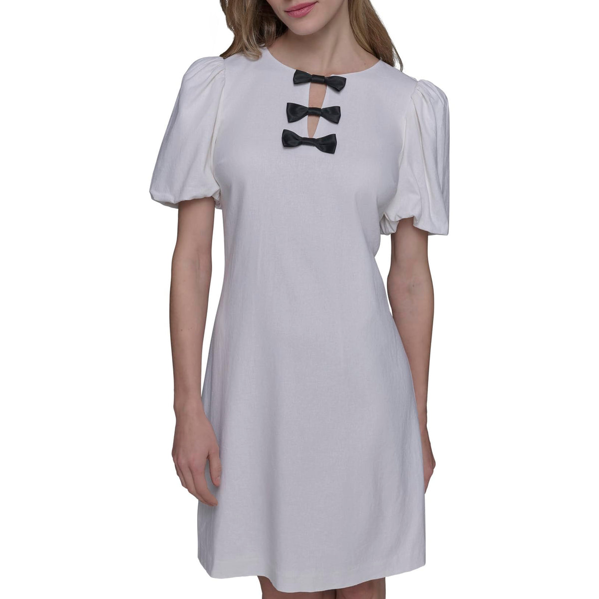 KARL LAGERFELD Paris Women's A line Mini Dress Soft White Black Size 4