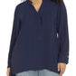 ELOQUII Women's Plus Size Mandarin Collar Tunic - 20, Evening Blue