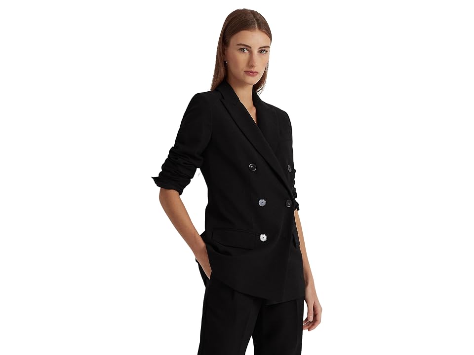 Lauren Ralph Lauren Women's Double Breasted Wool Crepe Blazer Black