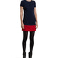 Lauren Ralph Lauren Women s Two Tone Button Trim Crepe Shift Dress Lauren Navy Festive Red 4