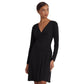 LAUREN Ralph Lauren Stretch Jersey Surplice Fit and Flare Dress Black