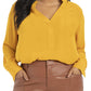 ELOQUII Women's Plus Size Mandarin Collar Tunic - 20, Gold