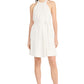 Donna Morgan Womens Halter Neck A Line Mini Dress with Self Tie Belt Ivory
