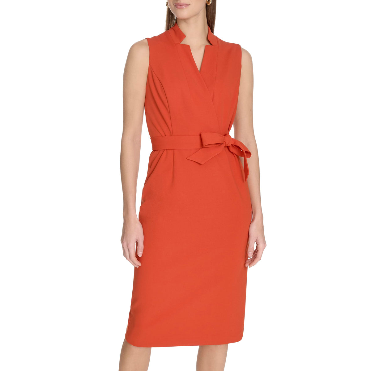 Calvin Klein Womens Clay Sleeveless Midi Dress Size 8