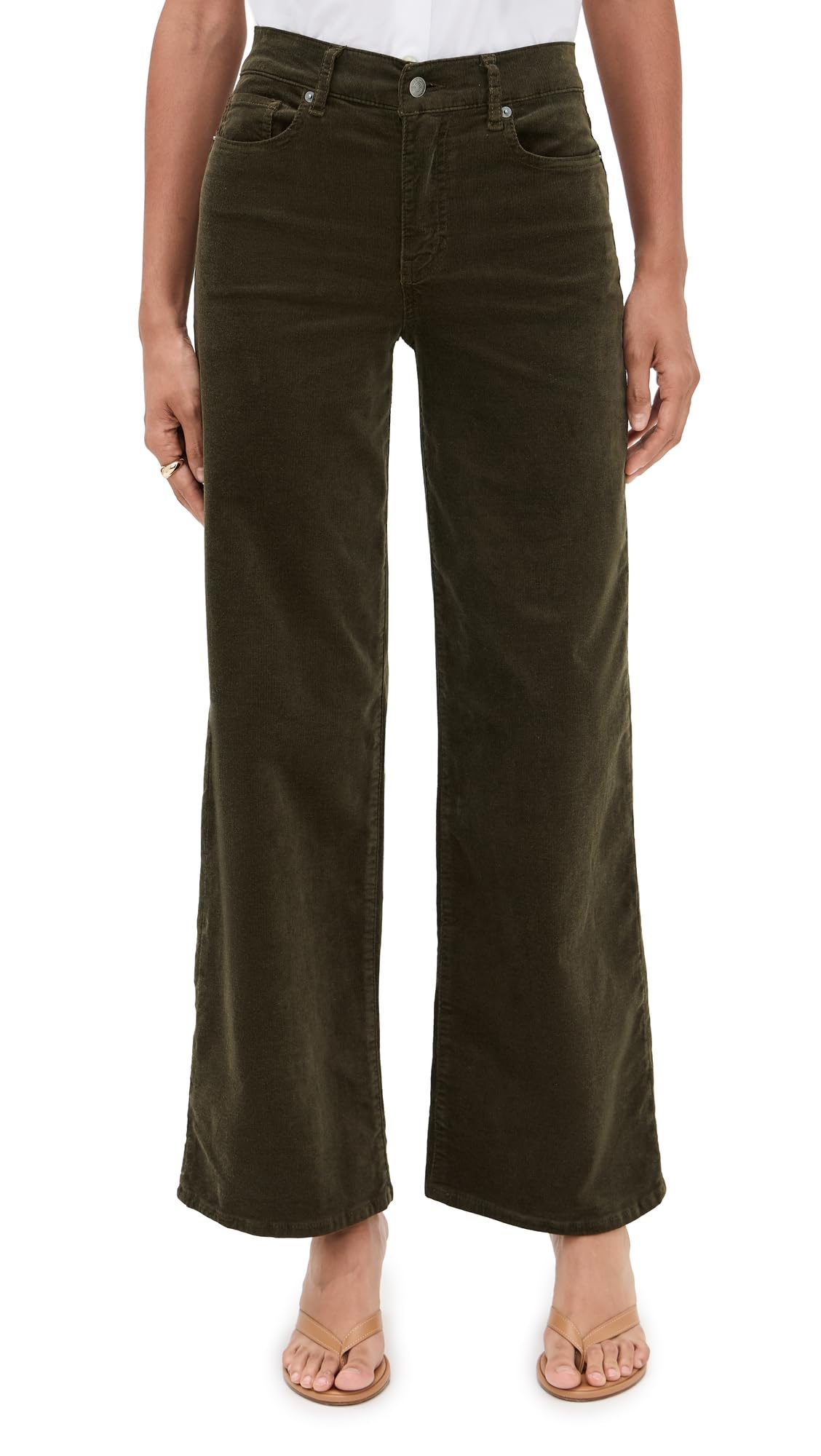 FRAME Womens Le Slim Palazzo Corduroy Jeans Rich Military Size 25