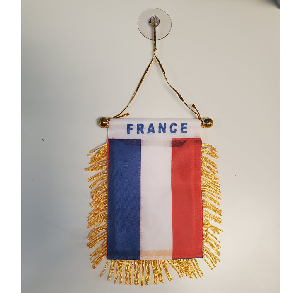 France 4''x6'' Mini Banners With Brass Staff Suction Car Window Flag Country