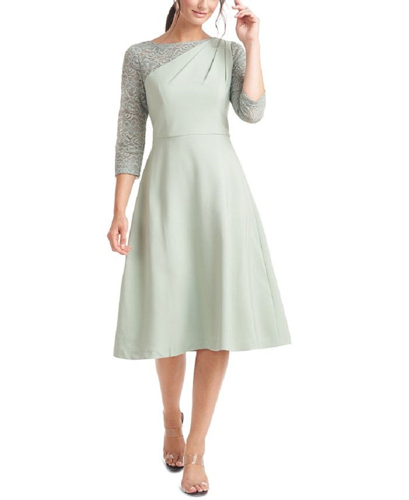 JS Collections Women's Rory Fit & Flare Midi Dress Green Size 4