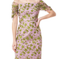 Js Collections Jemma Embroidered Cold Shoulder Column Gown In Amethyst/Chartreuse Size 2